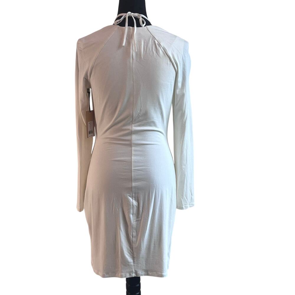 Bailey 44 Burman Dress in To Be Me Crème Long Sleeve Halter Sz Medium NWT - Picture 6 of 10